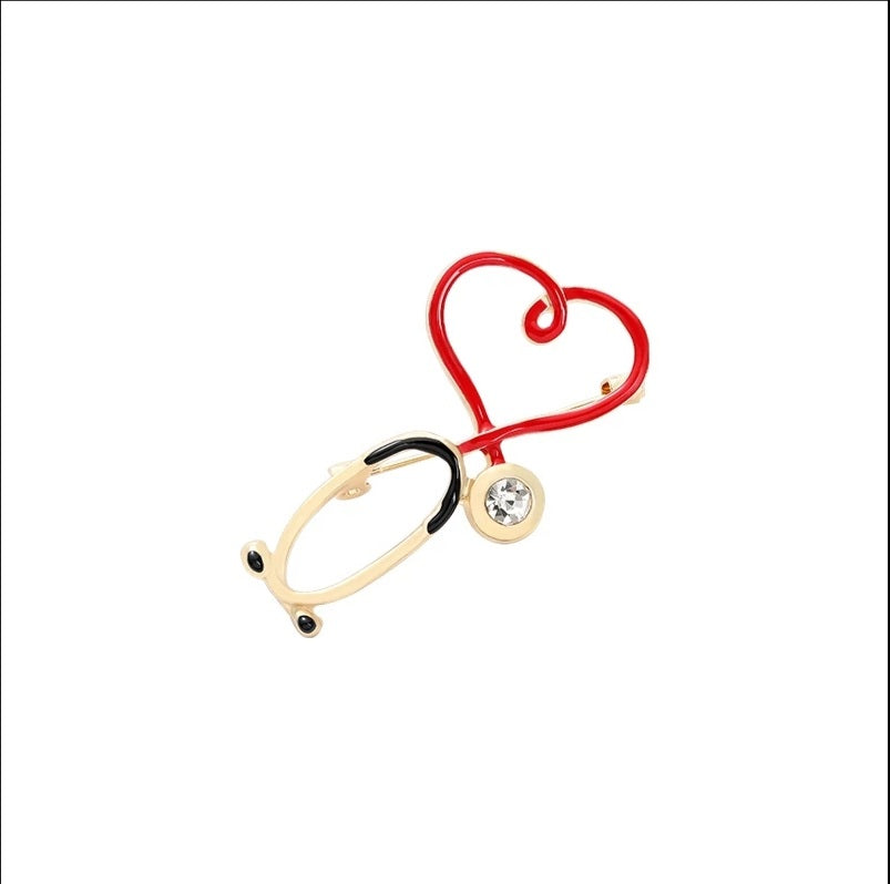 I Heart You stethoscope pin